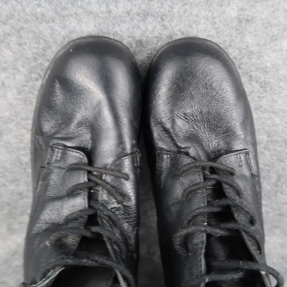 Step Up Shoes Womens 7W Ankle Boots Lace Up Leather Bootie Comfort Black Retro
